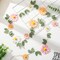 Three color boho daisy felt garland with floral design, perfect hanging decoration for summer parties, birthdays, baby showers, weddings, and backdrop displays